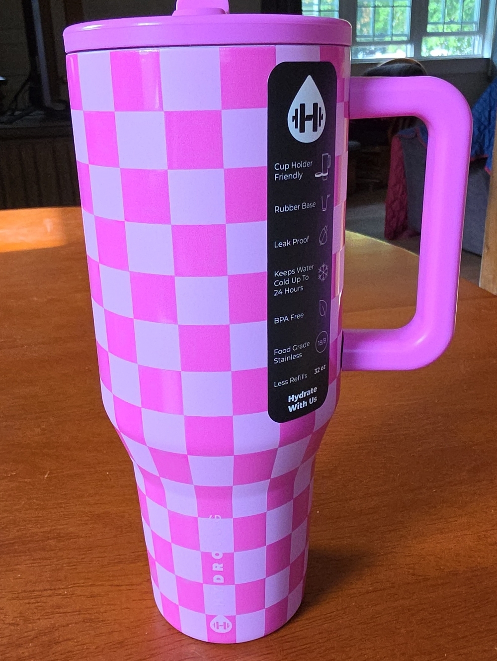 HydroJug 32 oz Traveler - Bubblegum Checkers